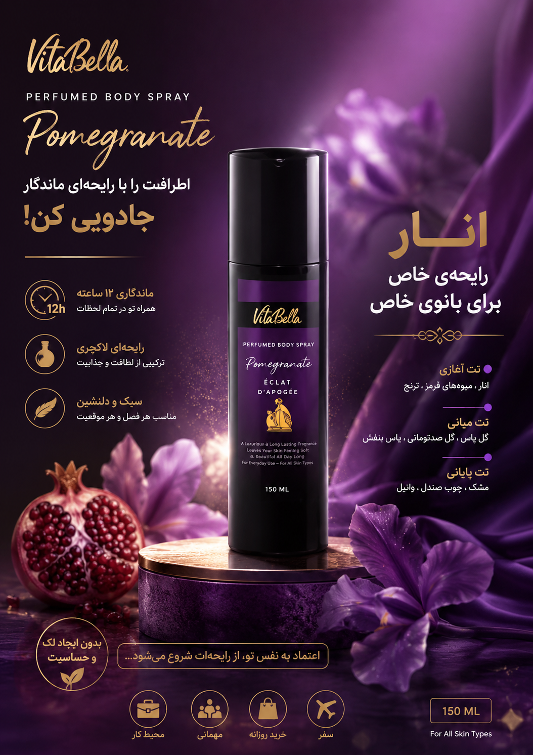 بادی میست ۱۵۰ میل ECLAT خنک کننده حس خنکی ماندگاری بالا