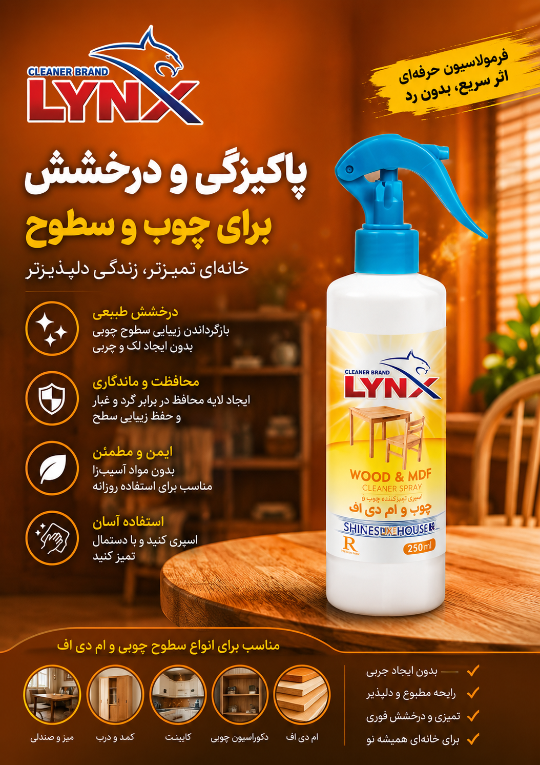 پاک کننده چوب MDF ضد گردو غبار جلوگیری از ترک خوردگی