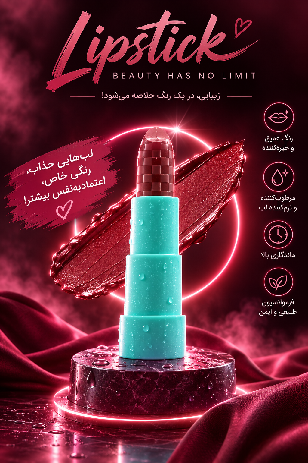 رژ لب جامد شماره ۰۲ - شال کوین بافت سبک بدون سرب ضدحساسیت