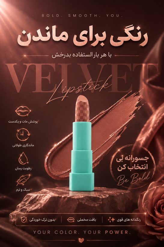رژ لب جامد شماره ۱۲ - شال کوین نرم و سبک بدون سرب ضد حساسیت